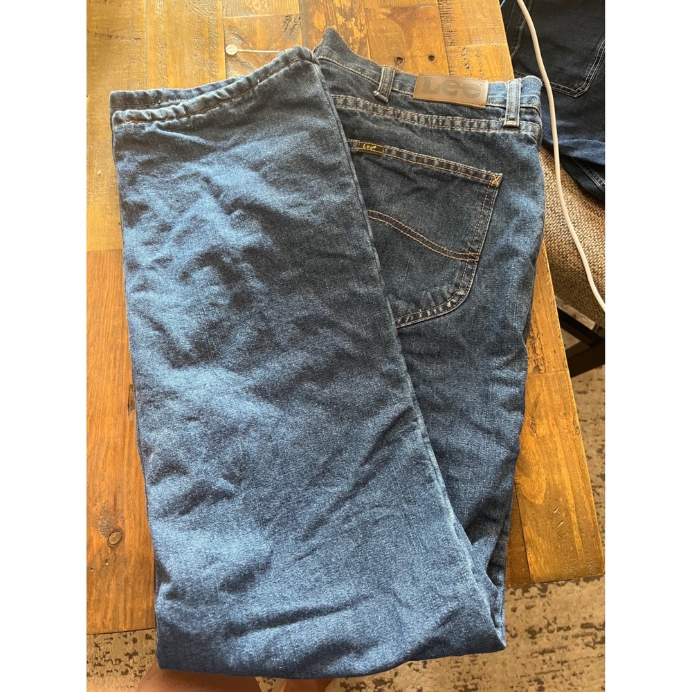 LEE Jeans Fleece Lined Relaxed Fit Mens 36x32 Blue Winter Workwear Denim